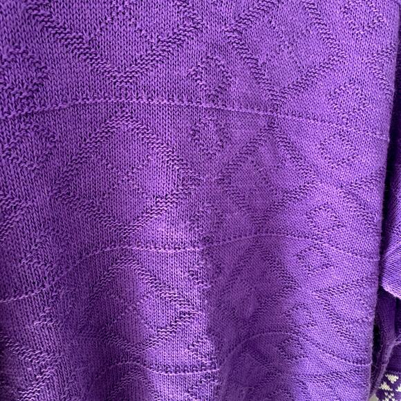 Vintage Women's Purple Knit Nordic Cottagecore Artisan Maximalist Sweater 20W - Picture 13 of 14